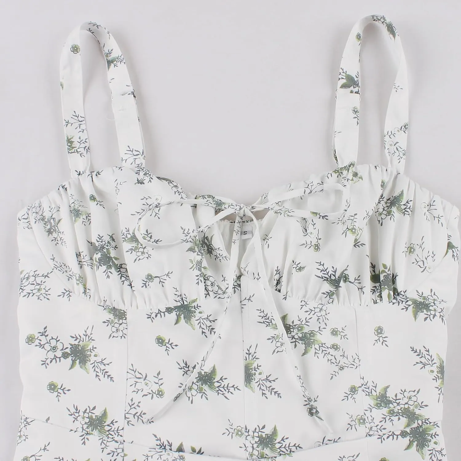 Women Floral Corset Dress Sleeveless Square Neck Spaghetti Straps Dress Boho Holiday Flowy Midi Bustier Sundress