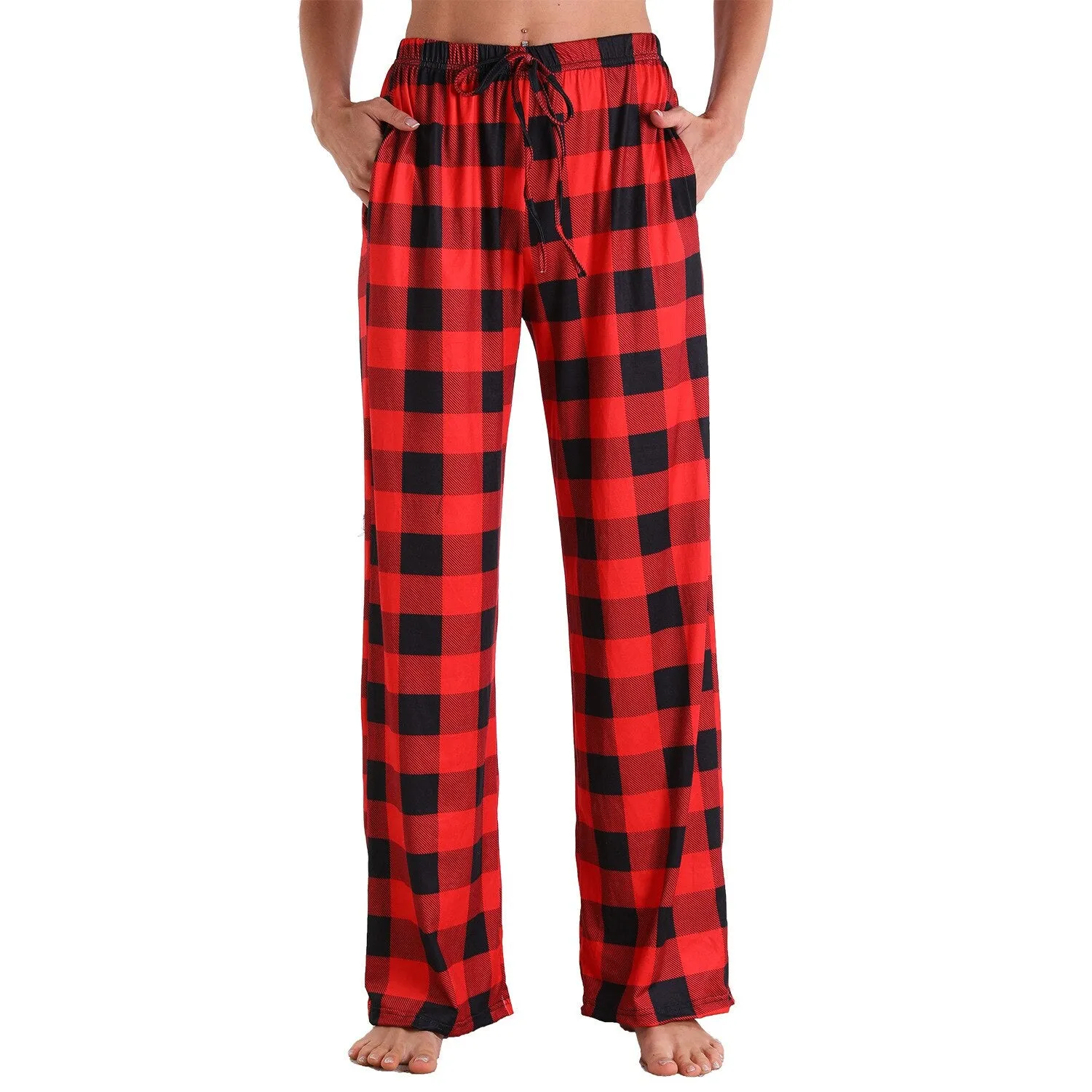 Women Print Home Leisure Sports Pocket Elastic Pants