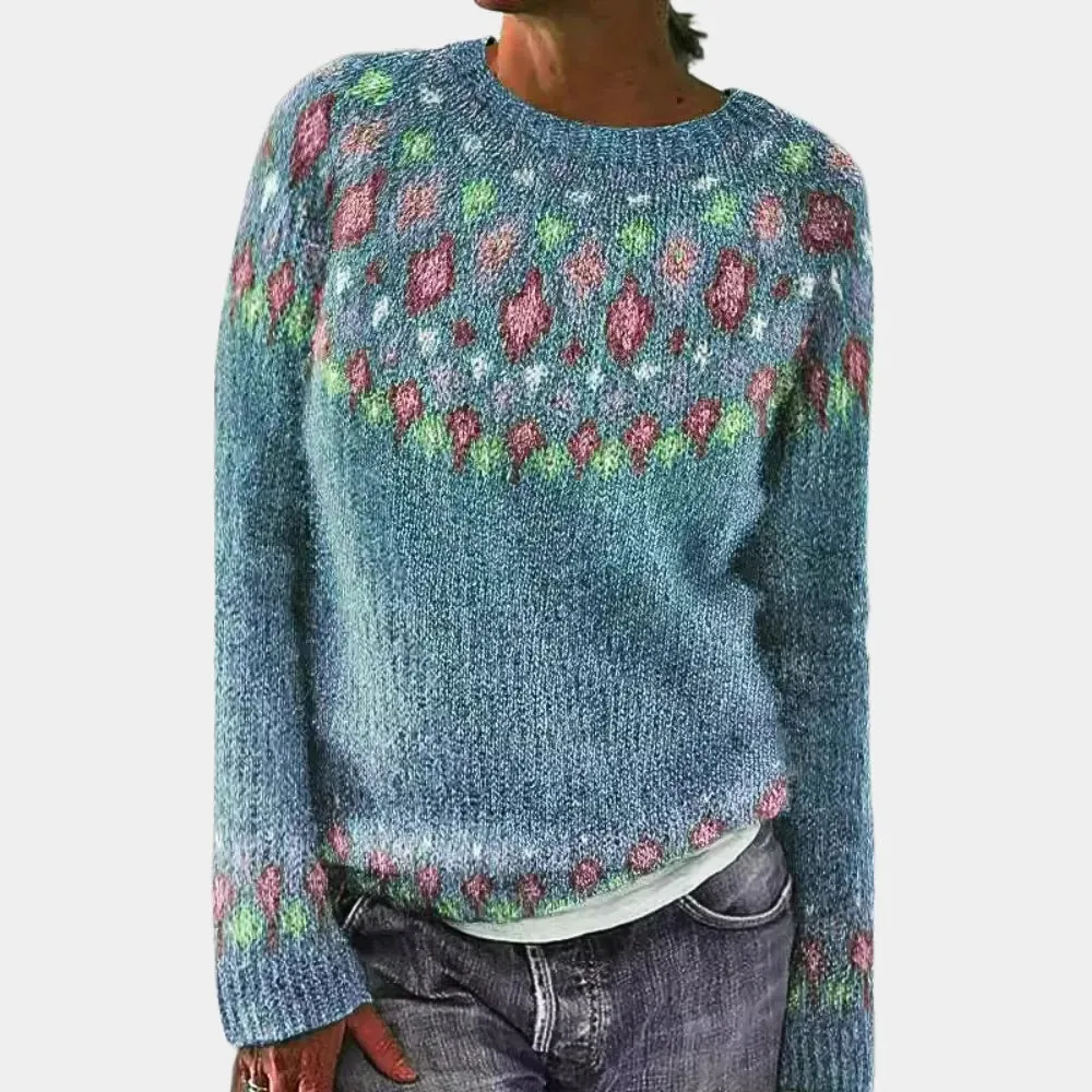 Women - Wool Sweater - Round Neck - Printed Knitwear - Soft & Warm - Multiple Colours
