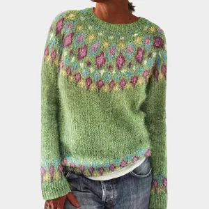 Women - Wool Sweater - Round Neck - Printed Knitwear - Soft & Warm - Multiple Colours