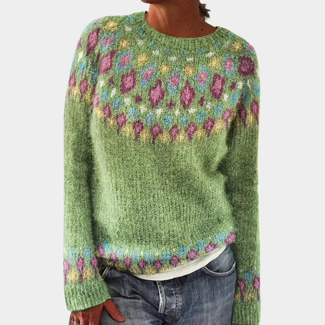 Women - Wool Sweater - Round Neck - Printed Knitwear - Soft & Warm - Multiple Colours