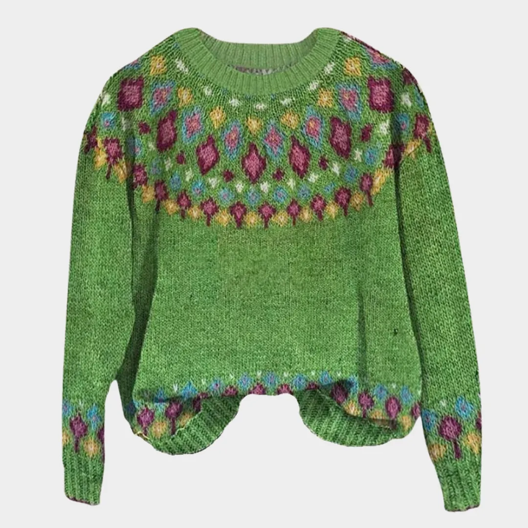 Women - Wool Sweater - Round Neck - Printed Knitwear - Soft & Warm - Multiple Colours
