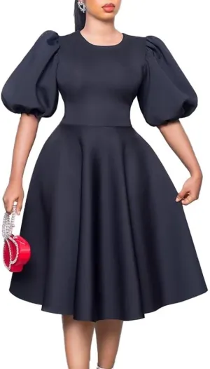 Women's Fuchsia V Neck Ruffles Short Sleeve Pleated A-Line Party Midi Dress