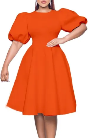 Women's Fuchsia V Neck Ruffles Short Sleeve Pleated A-Line Party Midi Dress