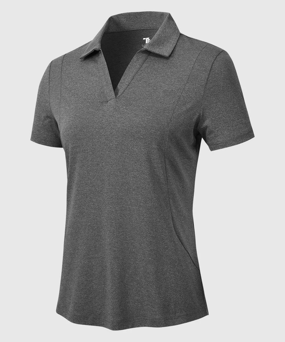 Women's High Elastic V-neck Short Sleeves