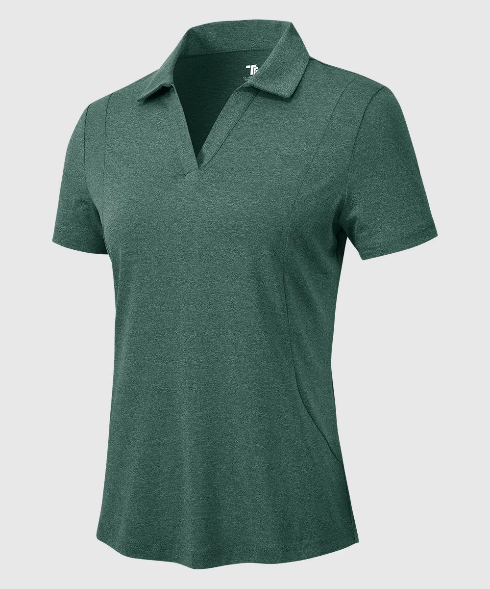 Women's High Elastic V-neck Short Sleeves