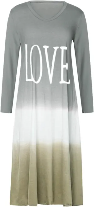 Womens Lounge Dresses 2025 Casual Loose Fit Long Sleeve Crew Neck Midi Dress Trendy Tie-Dye Print Plus Size Dress