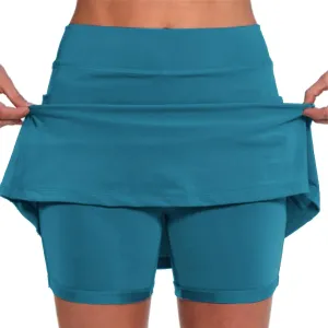 Womens Skorts with Pockets Solid Mid Waist Plus Size Skorts for Women High Waist Athletic Sports Yoga Pants Skirt