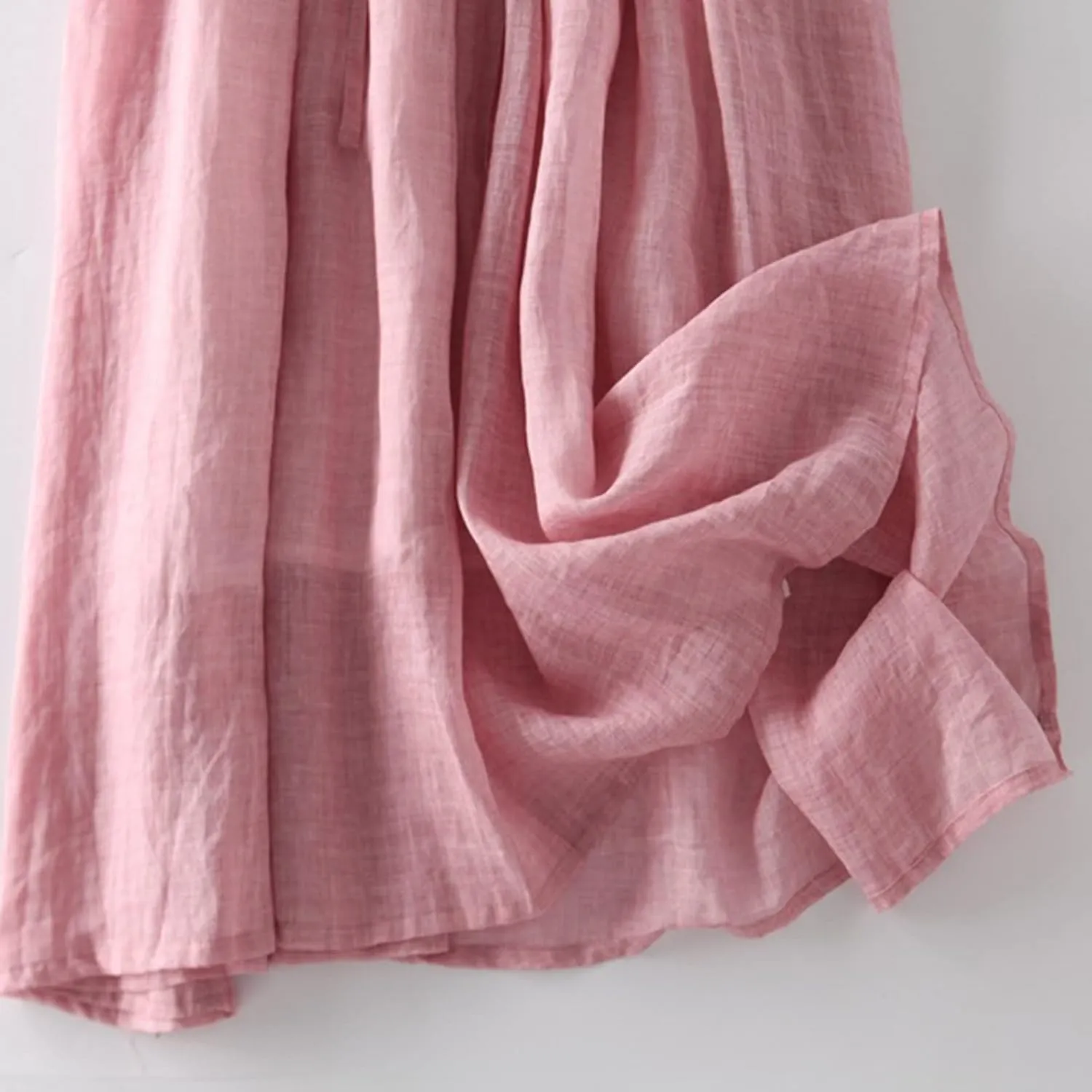 Womens Summer Dresses Casual Short Sleeve Cotton Linen Dress Loose Pleated Crewneck Boho Sundress