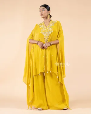Yellow Palazzo Pants with Stylish Kaftan Top