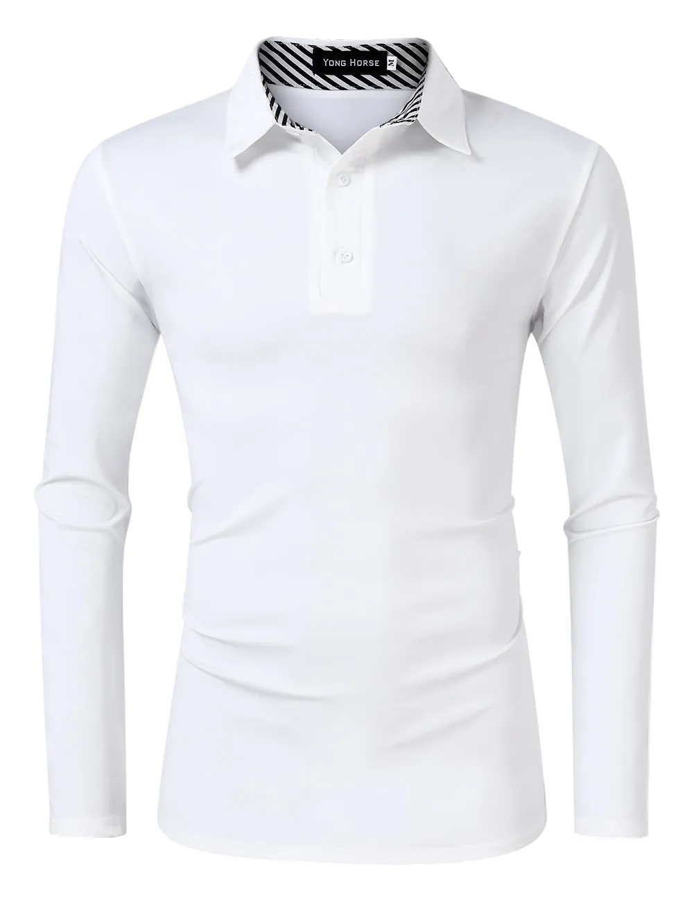 YESFASHION Men's Casual Long Sleeve Collar Slim Button Polo T-Shirt